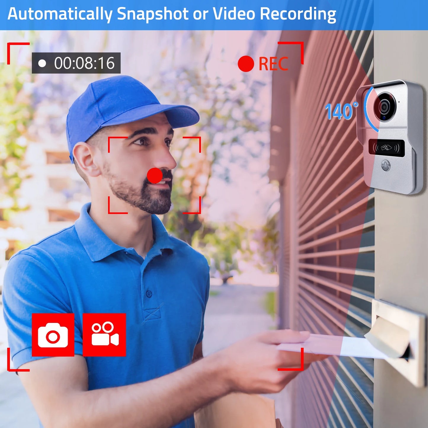 Wireless 1080P Video Doorbell with 7” Touchscreen & Two-Way Intercom